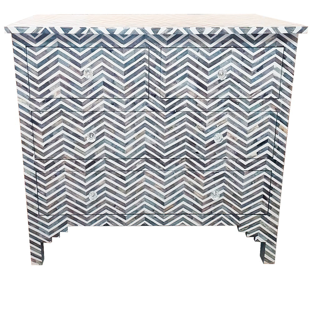 Bone Inlay Marrakech 4 Drawer Chest in Fuchsia