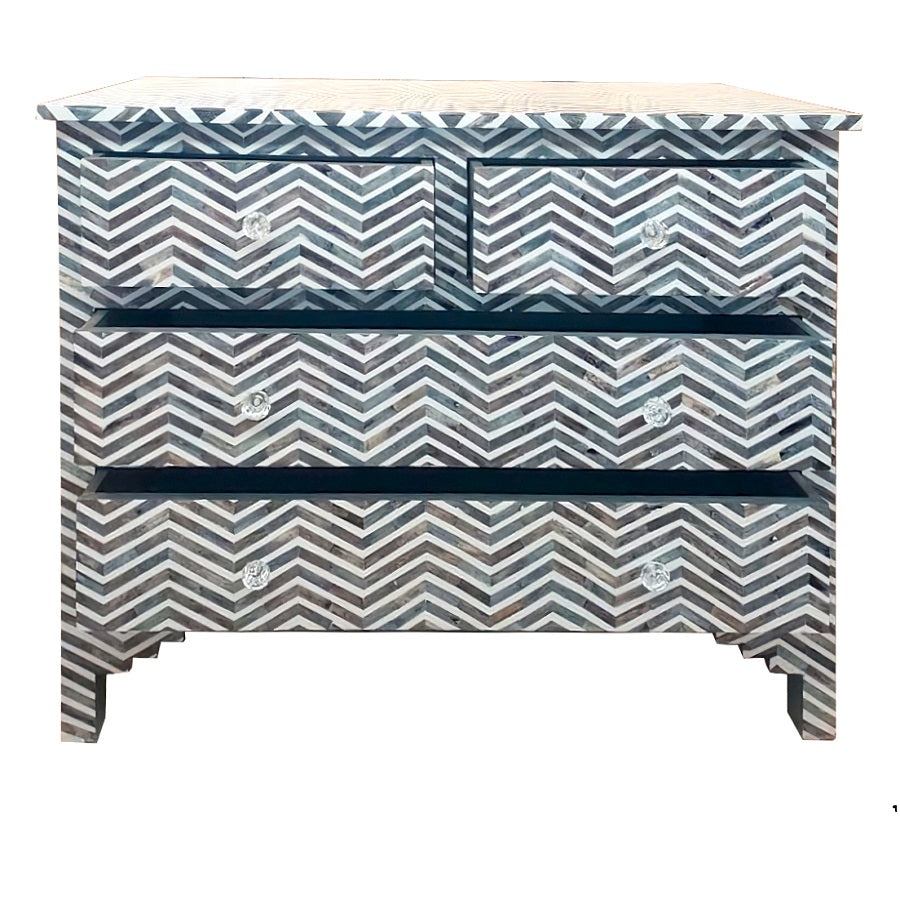 Bone Inlay Marrakech 4 Drawer Chest in Fuchsia