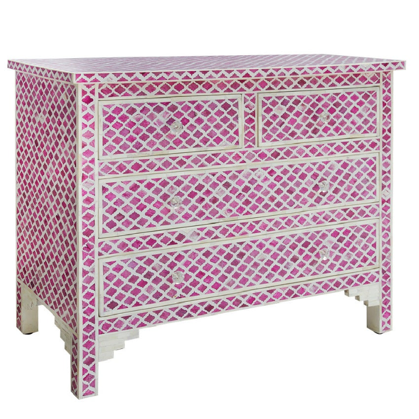 Bone Inlay Chest with 7 Drawers in Celtic/Black