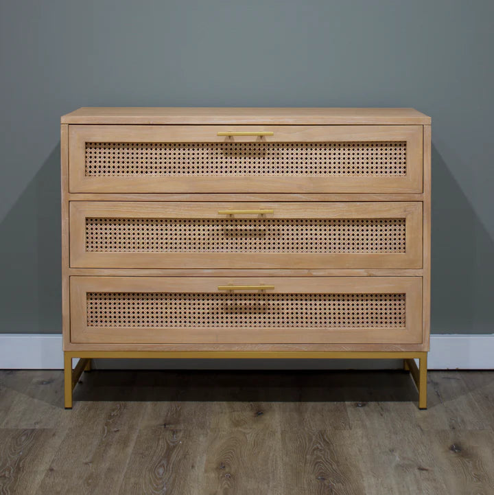 Aranga Timber & Rattan 3 Drawer Chest
