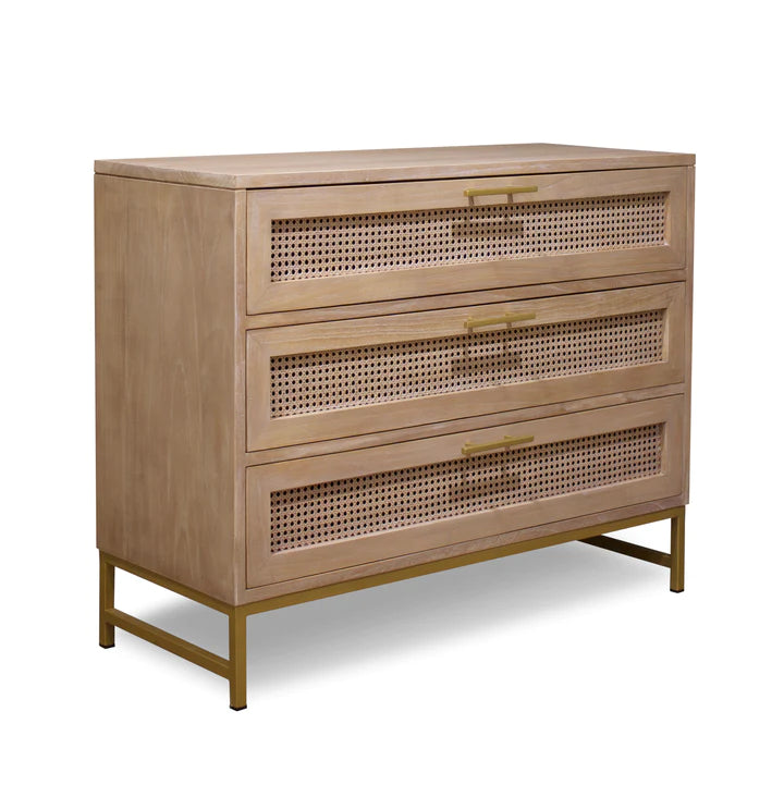Aranga Timber & Rattan 3 Drawer Chest