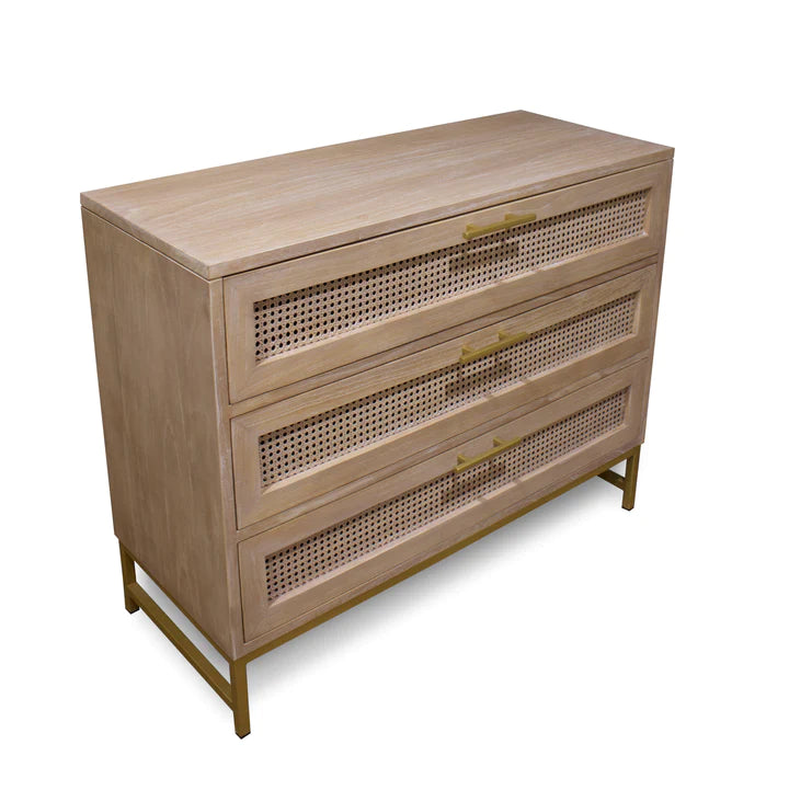Aranga Timber & Rattan 3 Drawer Chest