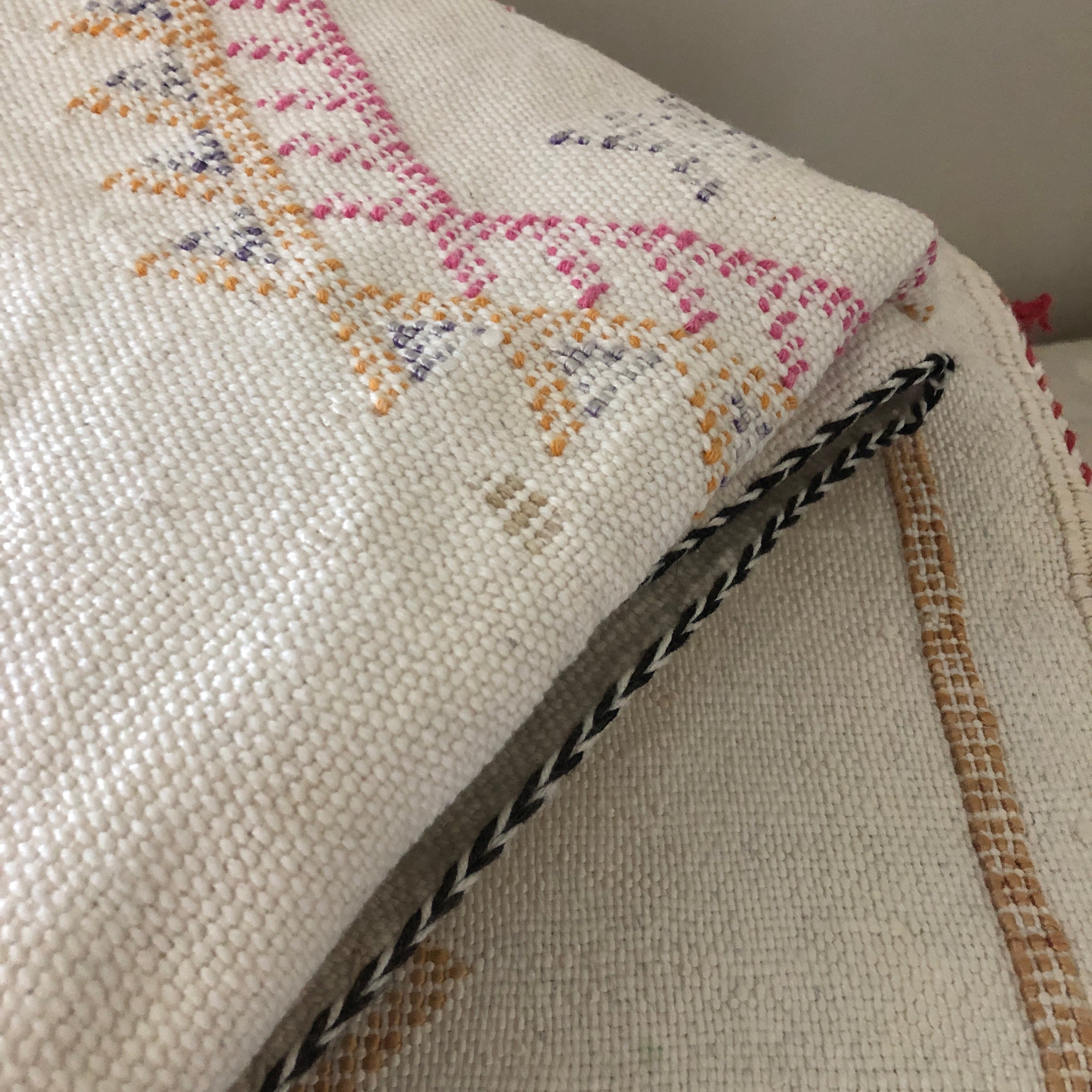Genuine Moroccan Cactus Silk Large Lumbar Pillow in White