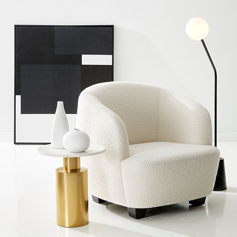 Jesse Curved Chair in Cream Boucle