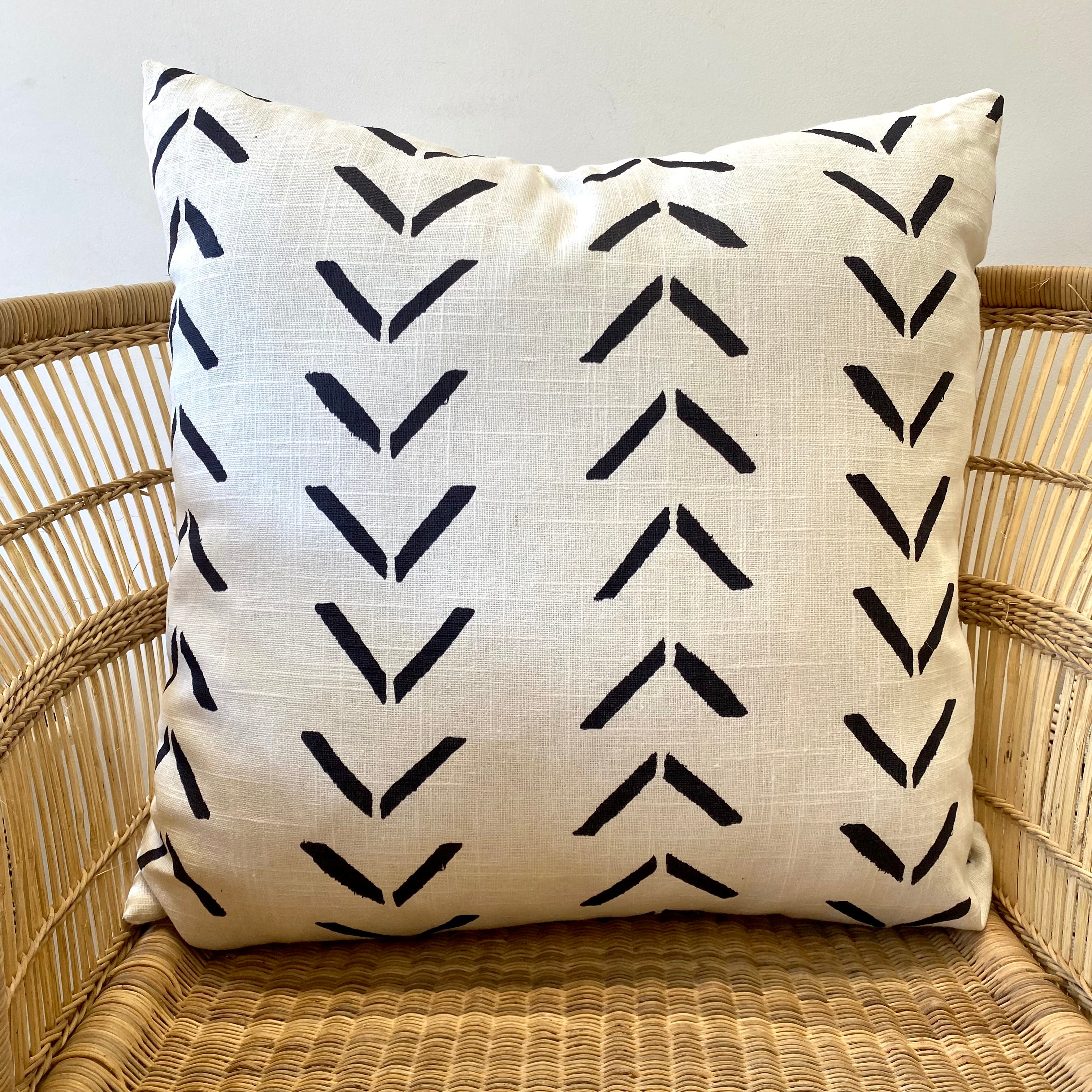 Chevron Linen Print Mudcloth Cushion