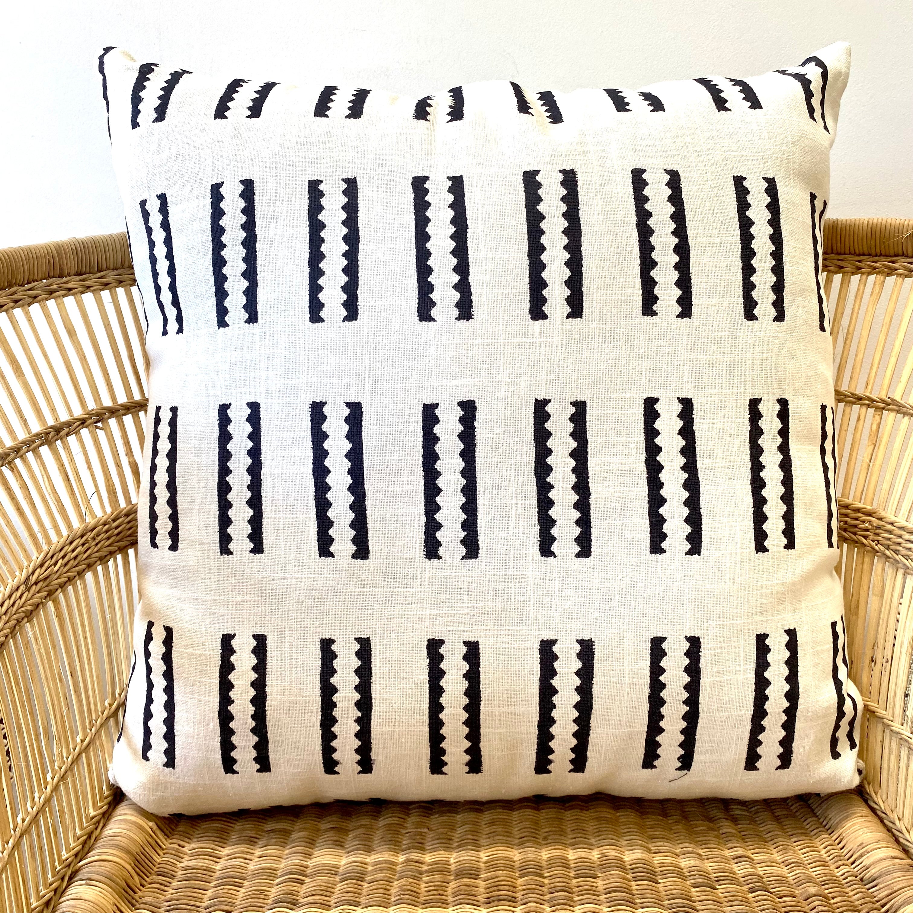 Coastal Linen Print Mudcloth Cushion