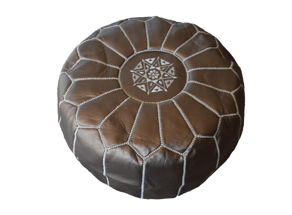 Moroccan Leather Pouffe in Copper
