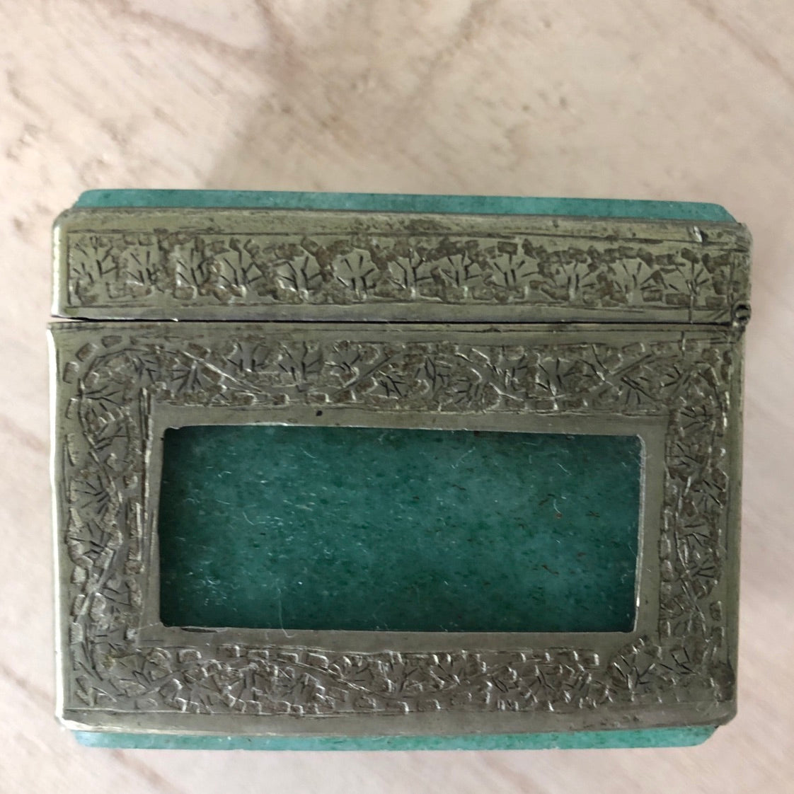 Jade and Sterling Silver Box with Miniature Seed Pod Elephants