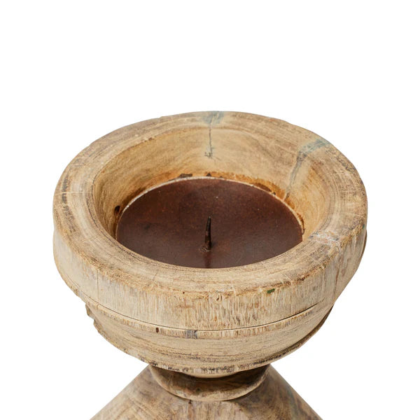 Bleached Timber Candle Holder