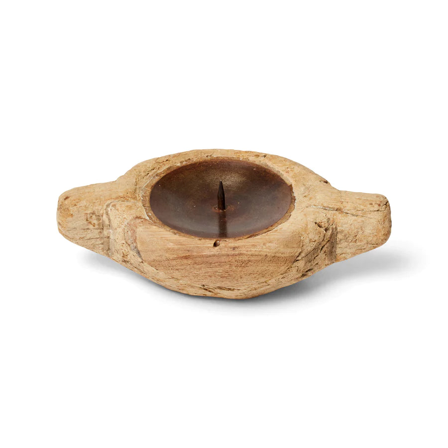 Udai Bleached Wood Candleholder