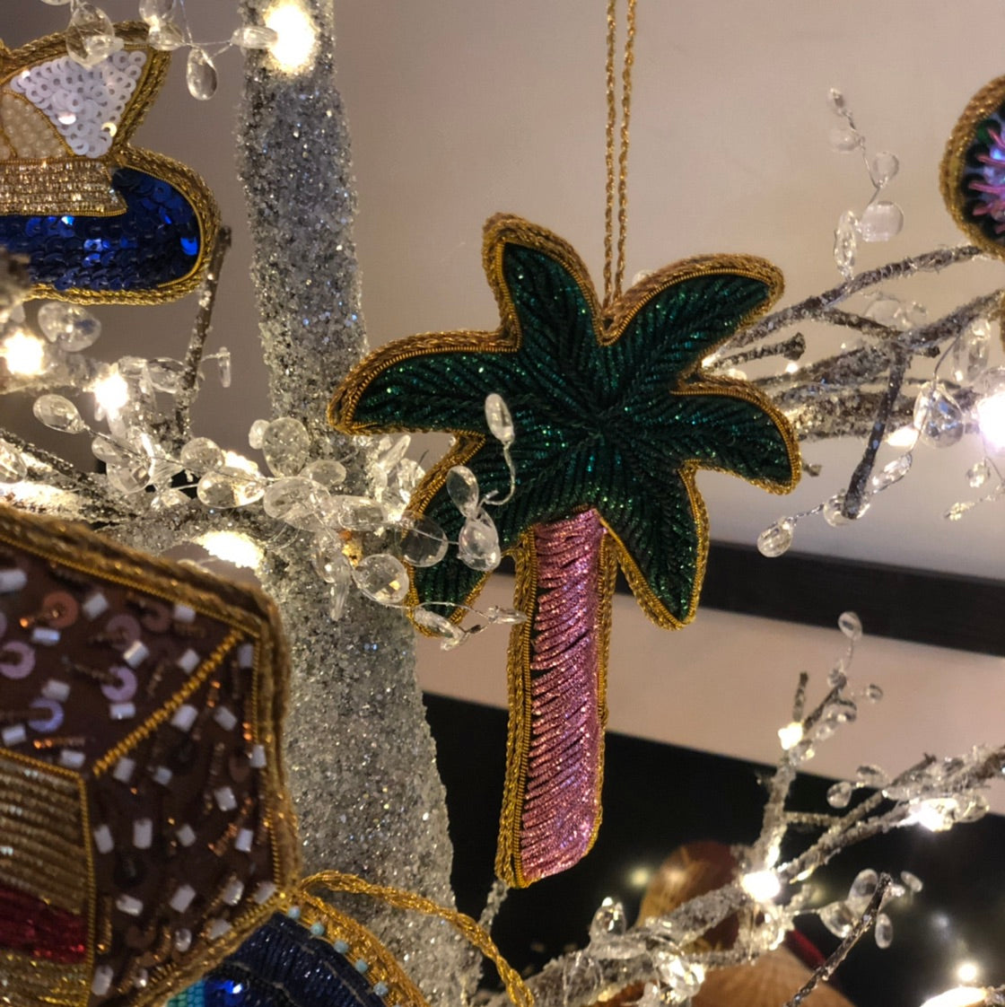Palm Tree Sequin Hanging Decoration