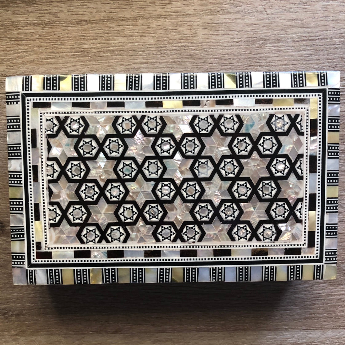 Mother of Pearl Inlay Bedside Cabinet in Grey - WS#1