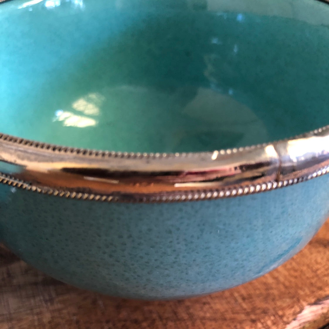 Fez Bowl with Silver Edging in Turquoise - Set of 2
