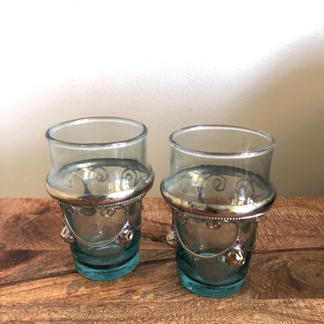 Moroccan Tea Glasses with Silver Embellishment - Set of 6