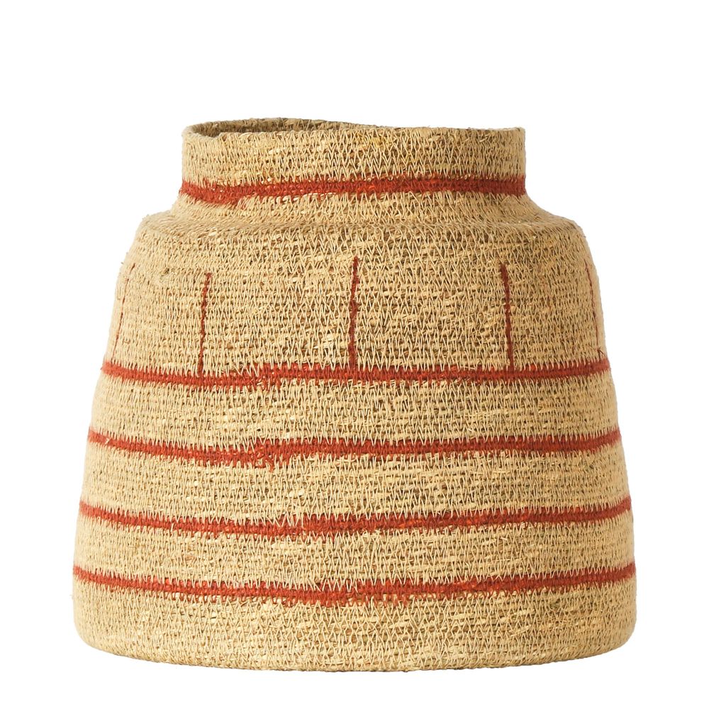 Halm Stripe Woven Basket in Natural