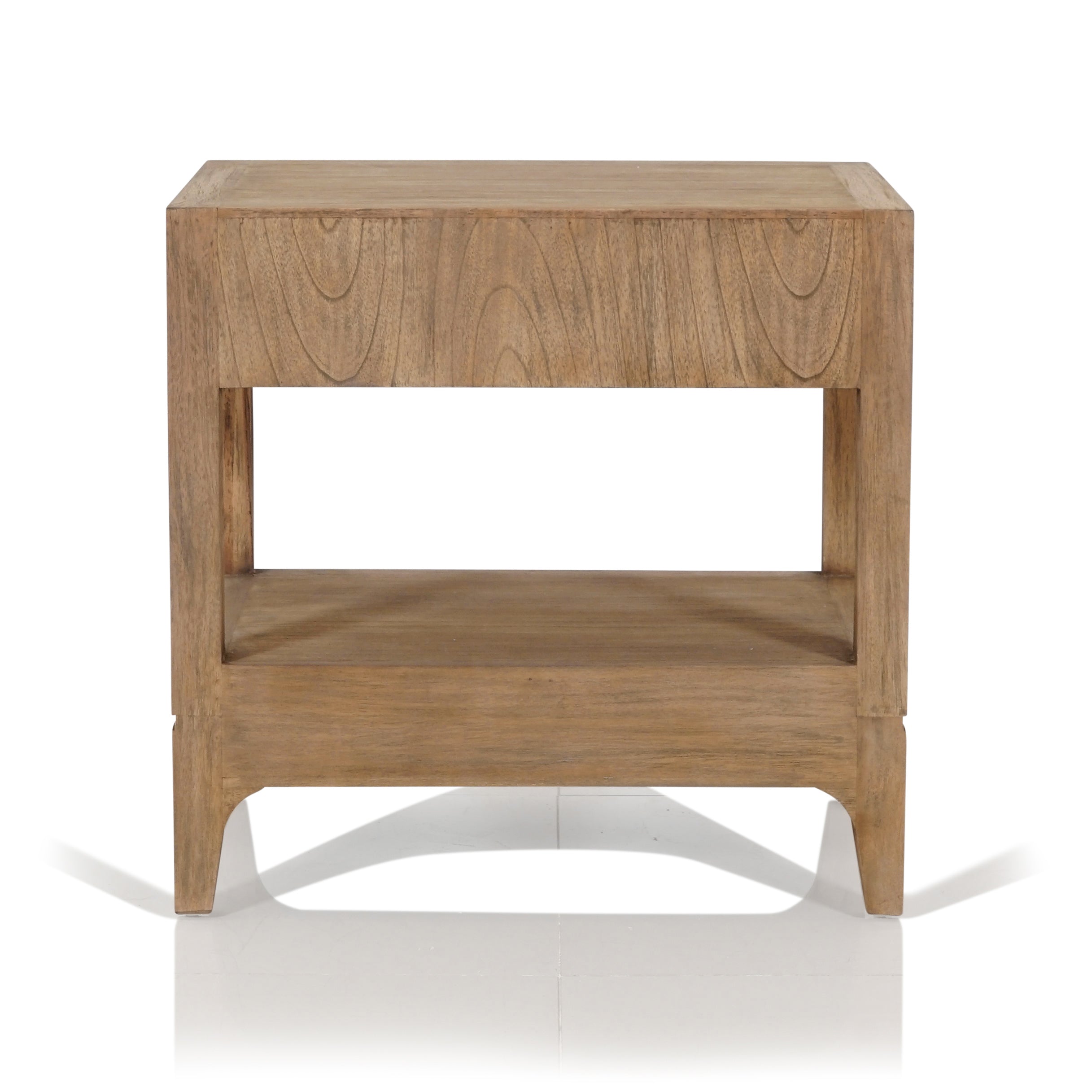 Evergreen Timber & Wicker Bedside Table with Drawer