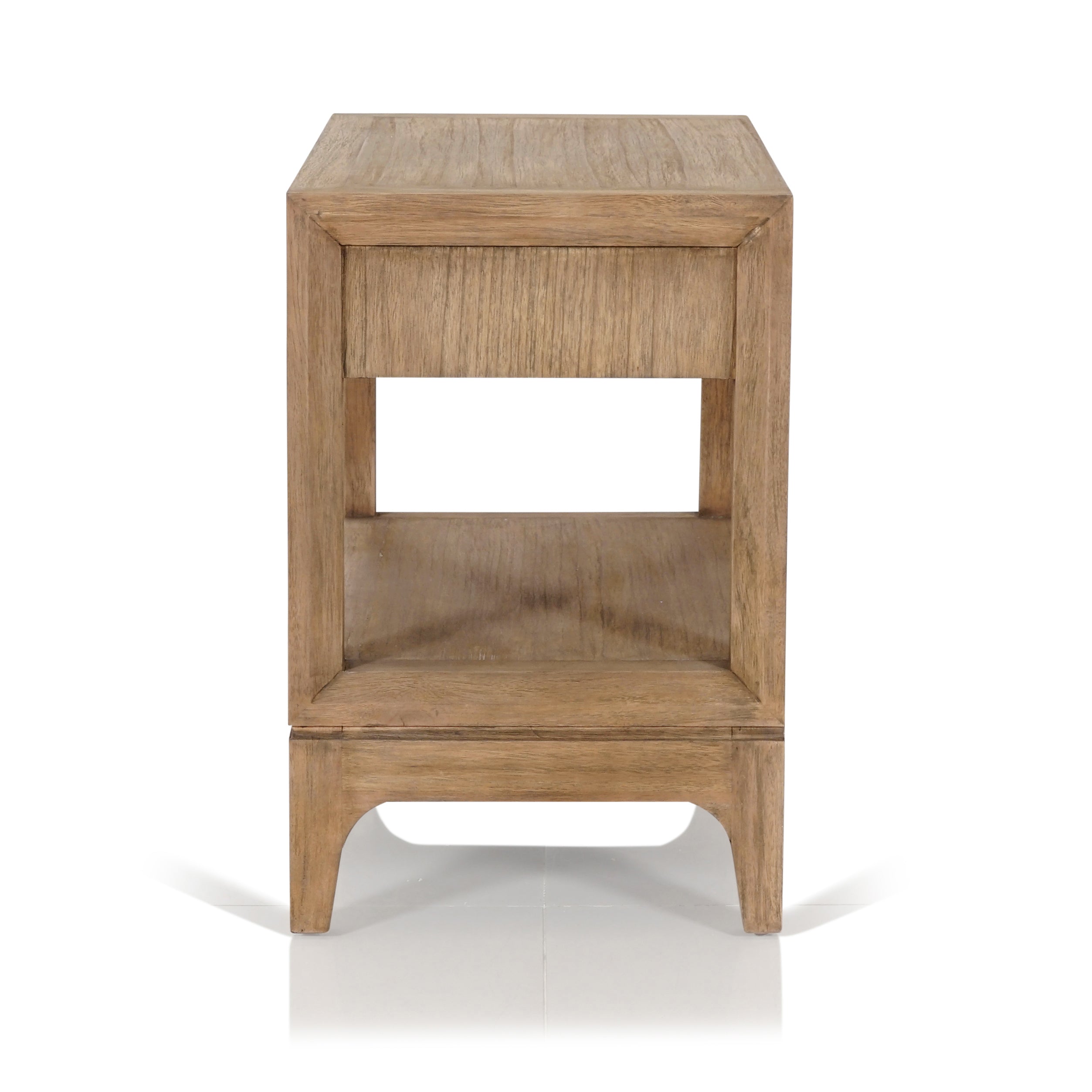 Evergreen Timber & Wicker Bedside Table with Drawer