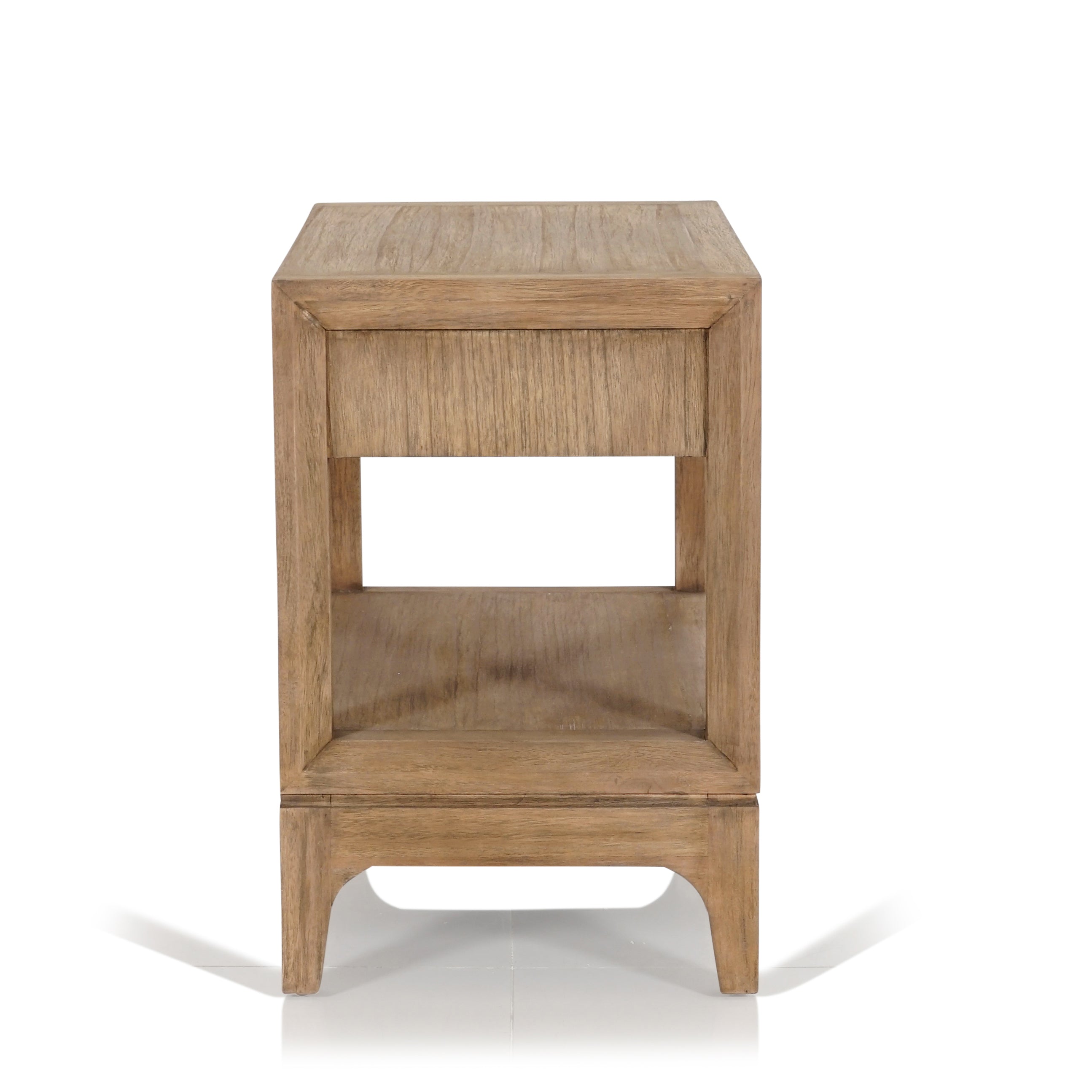 Evergreen Timber & Wicker Bedside Table with Drawer