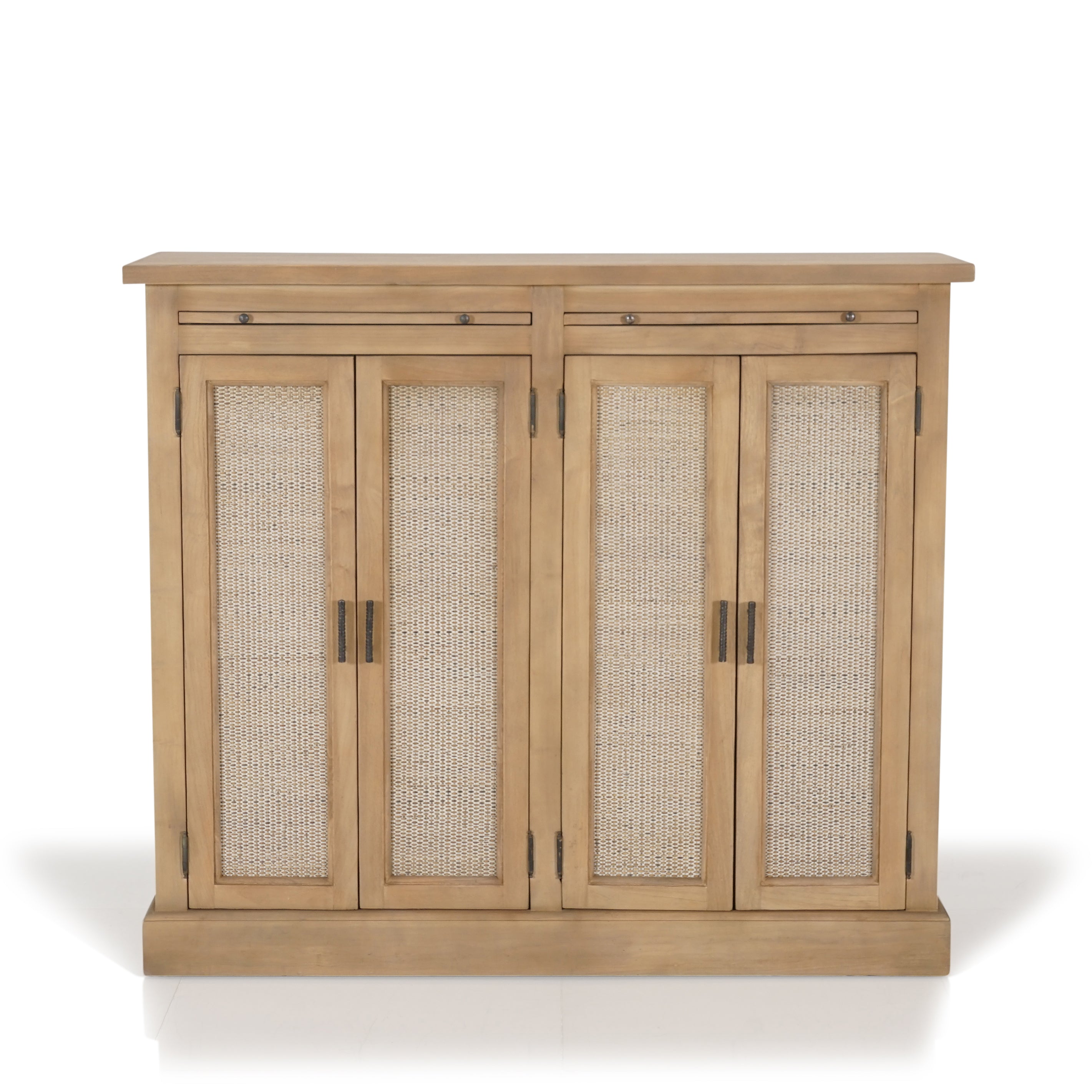 Evergreen Timber & Wicker Hall Cabinet Console