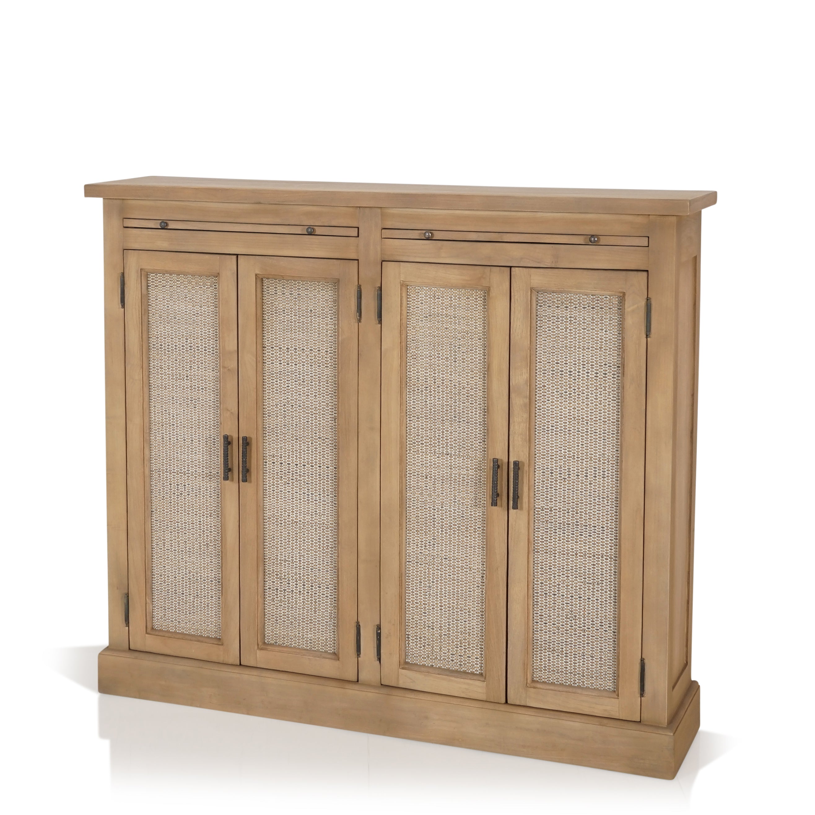 Evergreen Timber & Wicker Hall Cabinet Console