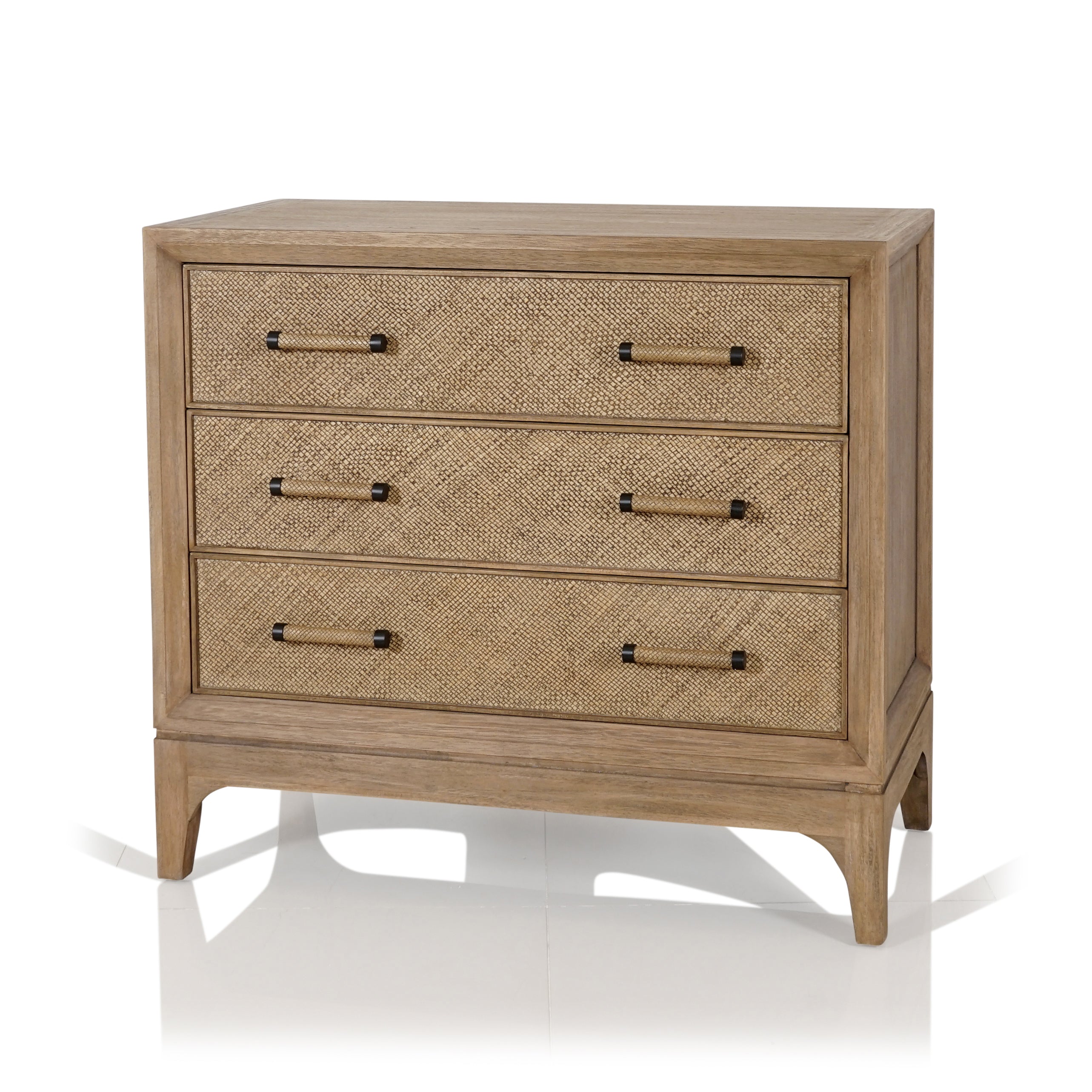 Evergreen Timber & Wicker 3 Drawer Chest