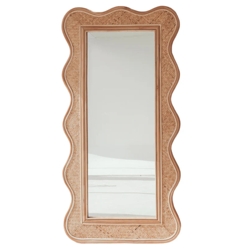 Rattan Curvy Floor Mirror