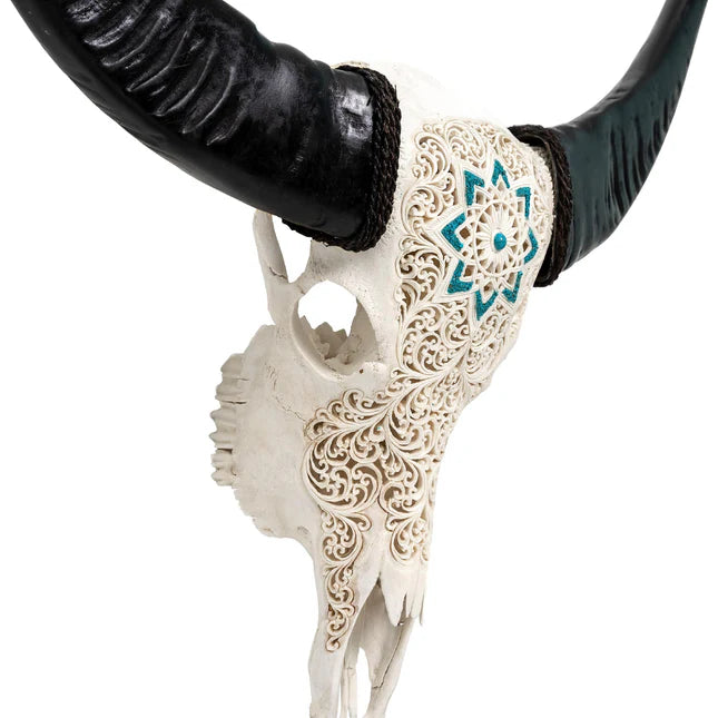 Etched Mandala Buffalo Skull