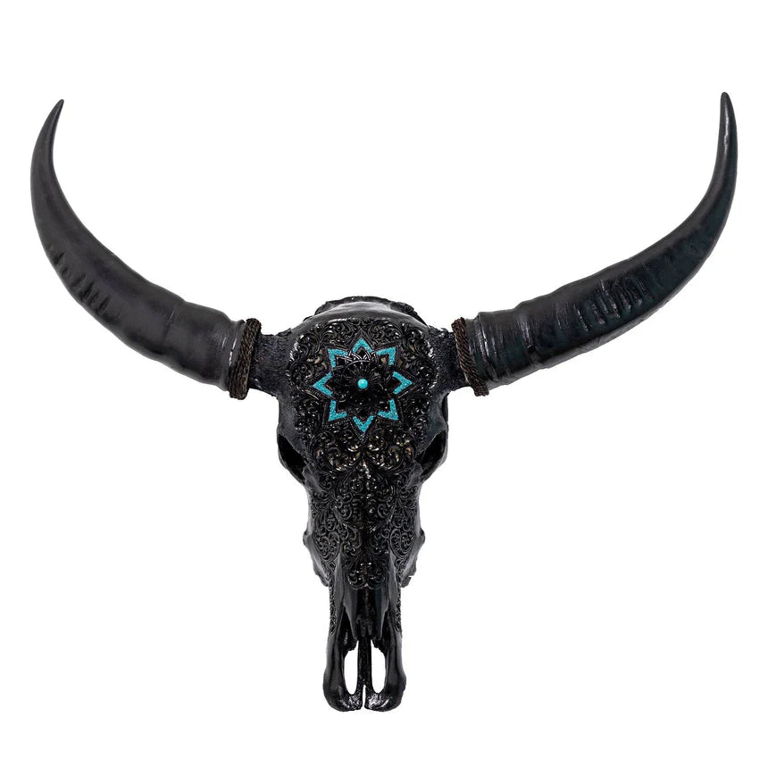 Etched Mandala Buffalo Skull
