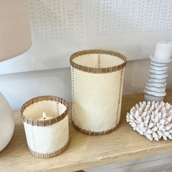 Sheepskin & Bamboo Lantern - Set of 2