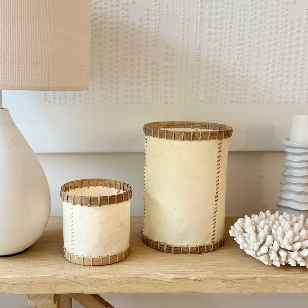 Sheepskin & Bamboo Lantern - Set of 2