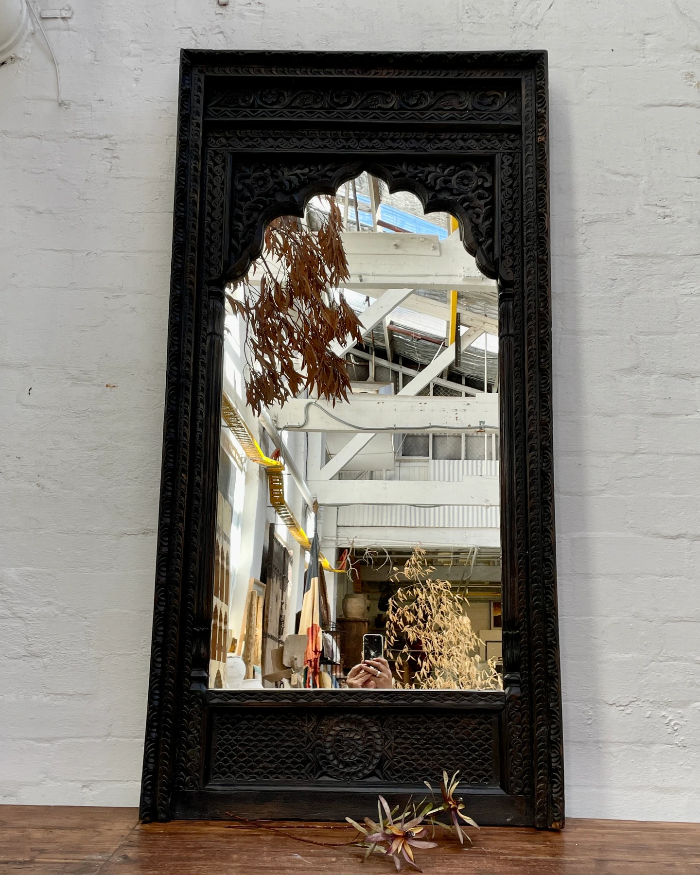 Dark Teak Carved Mirrors