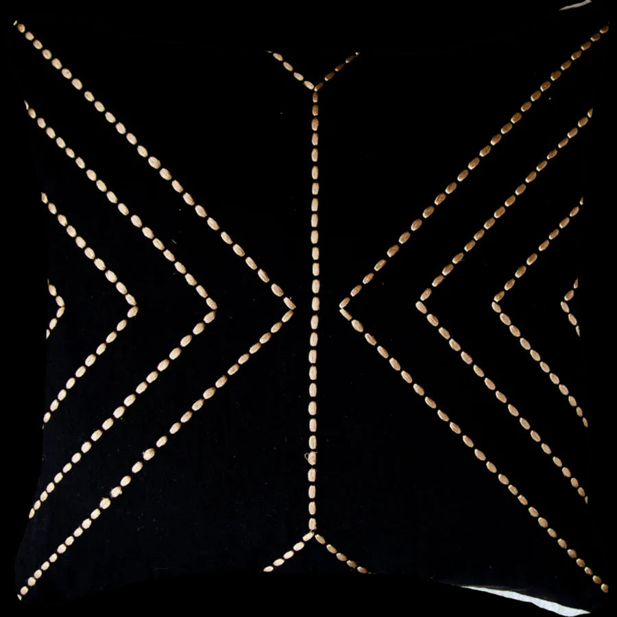 Dot Crop Lines Lounge Cushion in Black and Beige