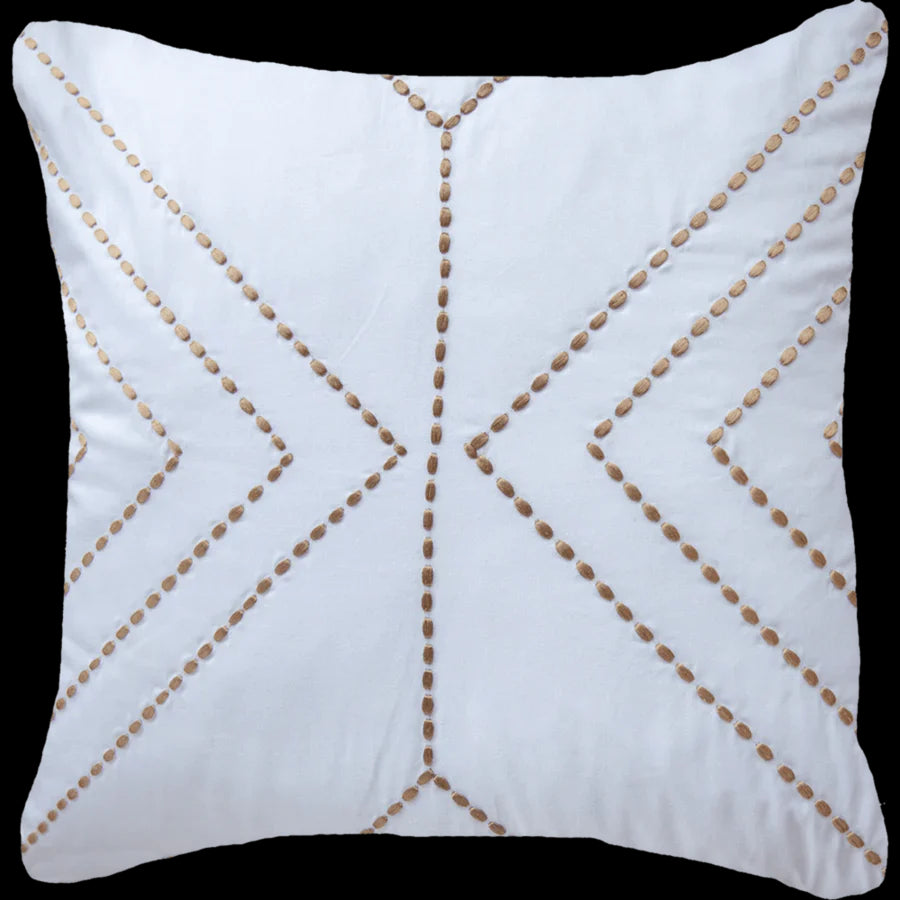 Dot Crop Lines Lounge Cushion in White & Beige