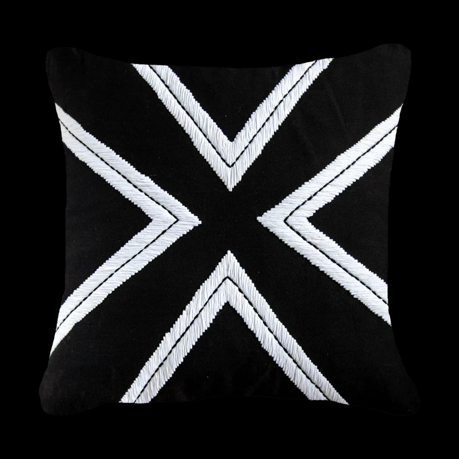 Dot Cross Medium Cushion in Black and White