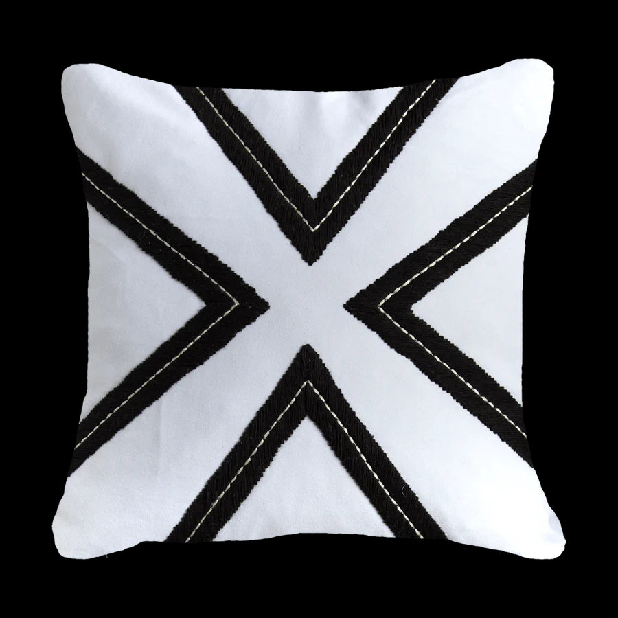 Dot Cross Medium Cushion in White & Black