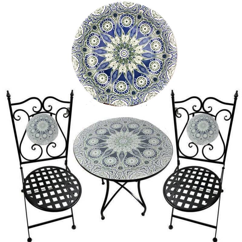 Lottie Mosaic Table & 2 Chair Setting