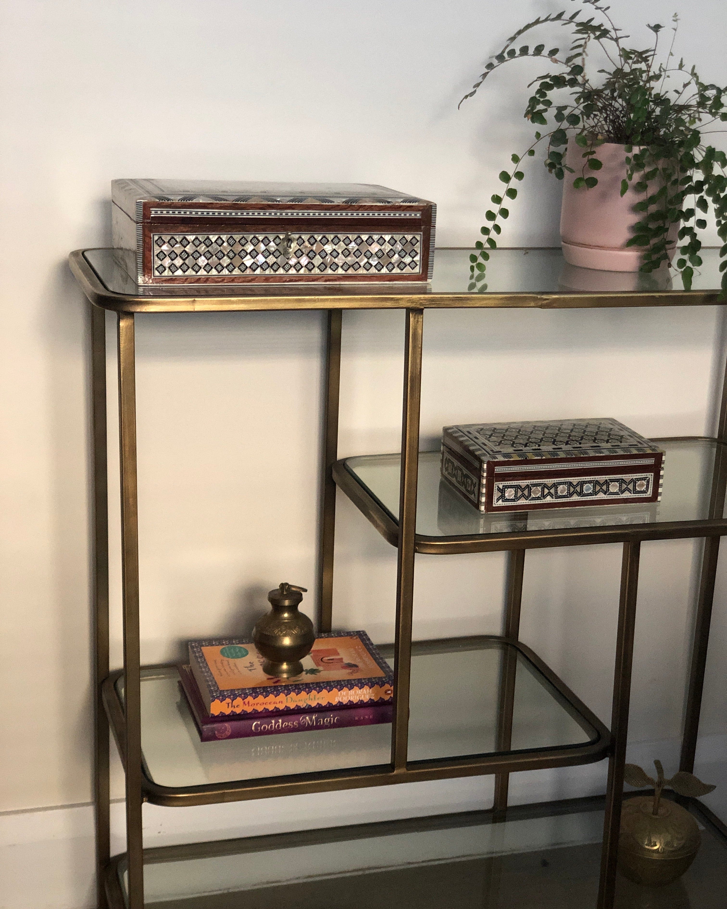Mother of Pearl Inlay Bedside Cabinet in Grey - WS#1