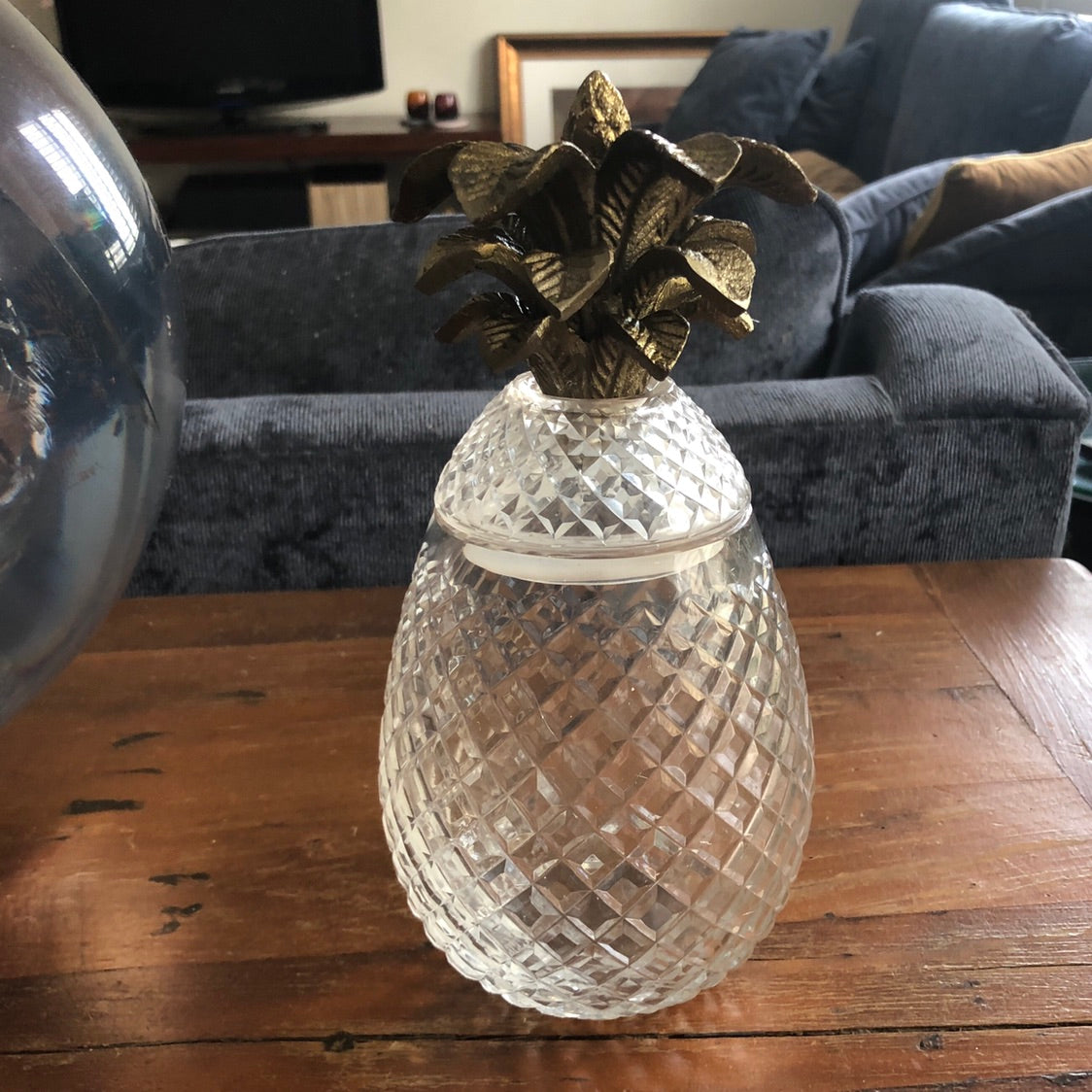 Cut Glass Pineapple Lidded Jar
