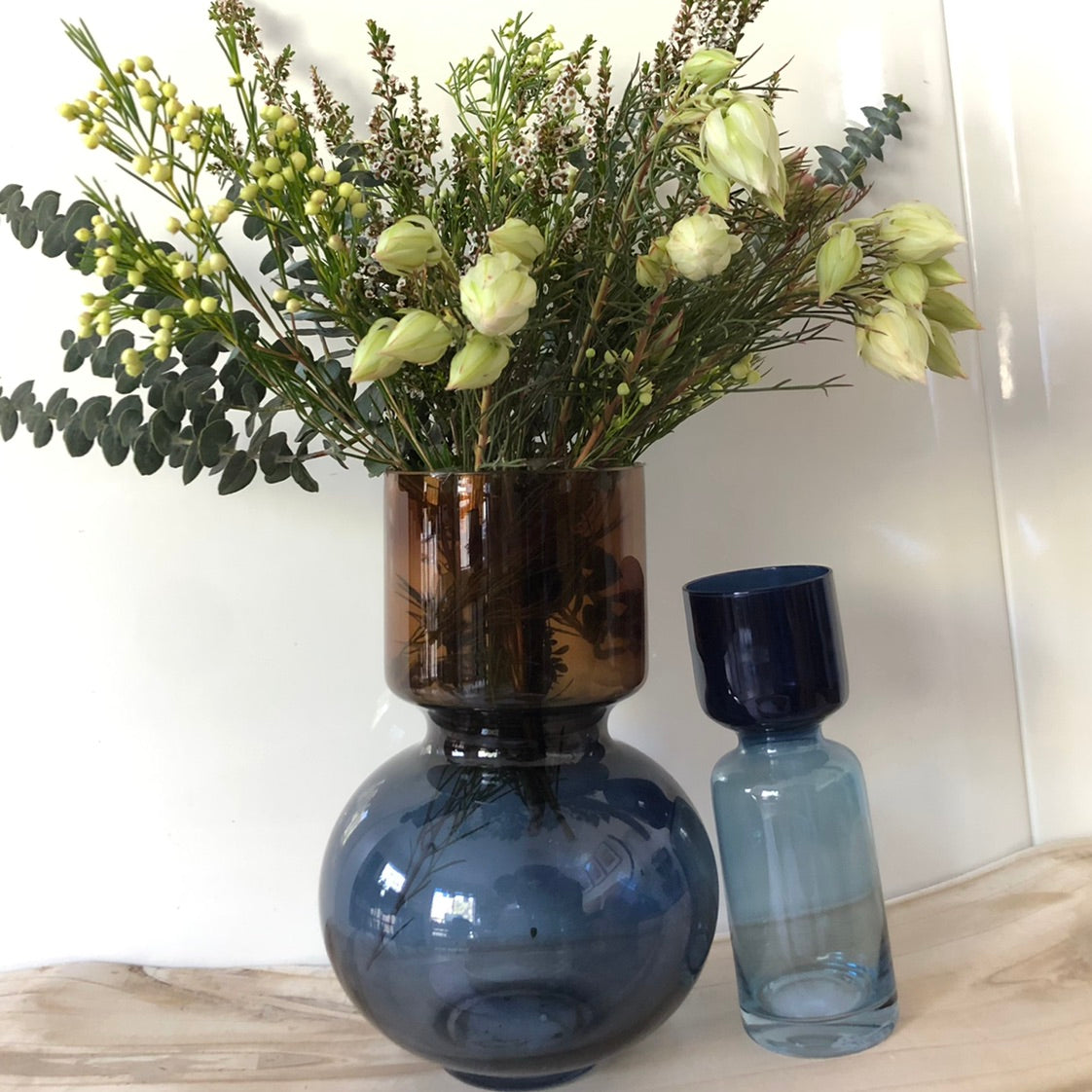 M&M Range: Ombre Blue and Amber Glass Vase