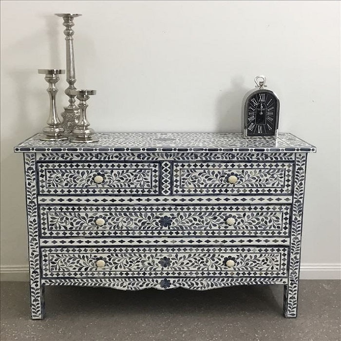 Bone Inlay Lori Coffee Table in Blue