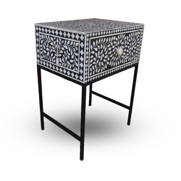 Bone Inlay Provincial 4 Drawer Chest in Grey