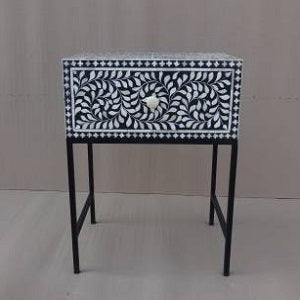 Bone Inlay Provincial 4 Drawer Chest in Grey