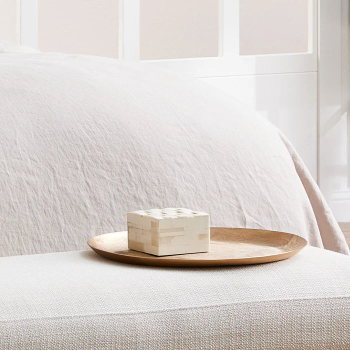 Suki Bone Box with Brass Detail in White