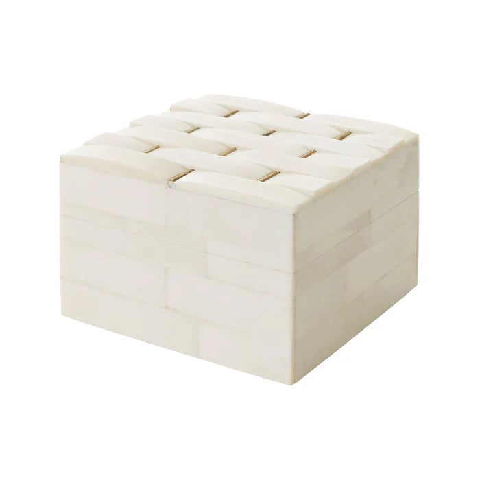 Suki Bone Box with Brass Detail in White
