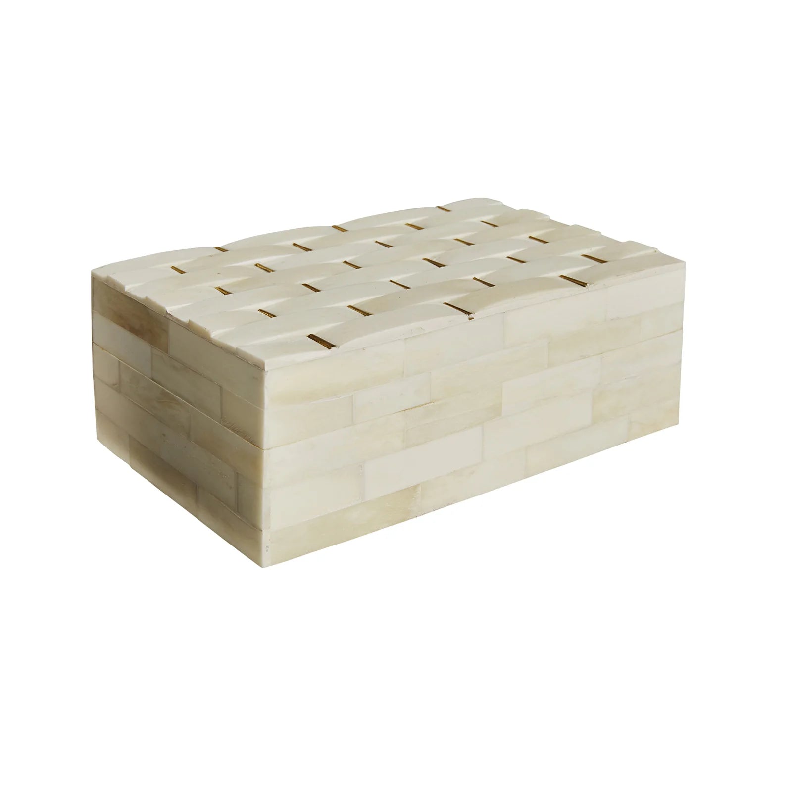Suki Bone Box with Brass Detail in White