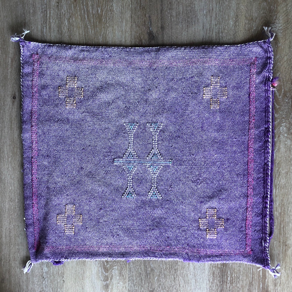Genuine Moroccan Cactus Silk Cushion in Voilet