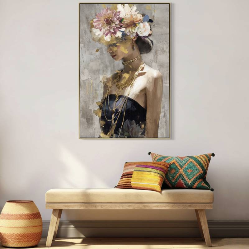 Woman with Floral Headdress Canvas
