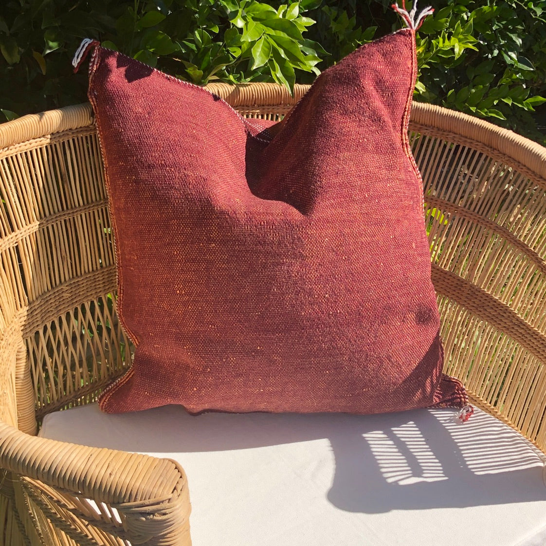 Genuine Moroccan Cactus Silk Cushion in Plum