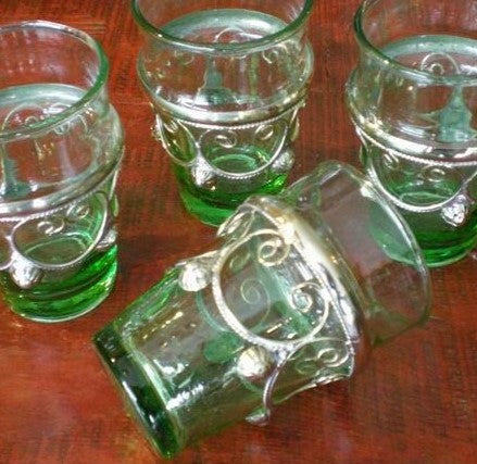 Moroccan Tea Glasses with Silver Embellishment - Set of 6