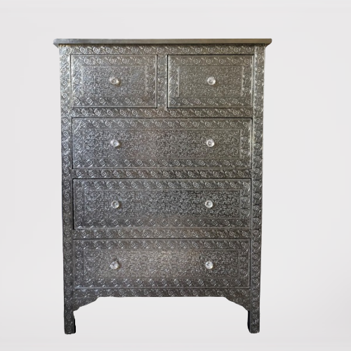 Embossed Metal 6 Drawer Chest